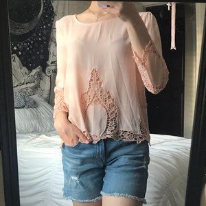 Urban Outfitters Blue Pepper Pink Lace Blouse